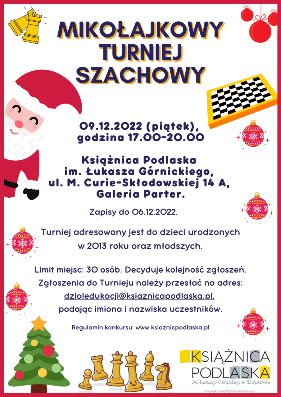 plakat mikołajkowy turniej szachowy