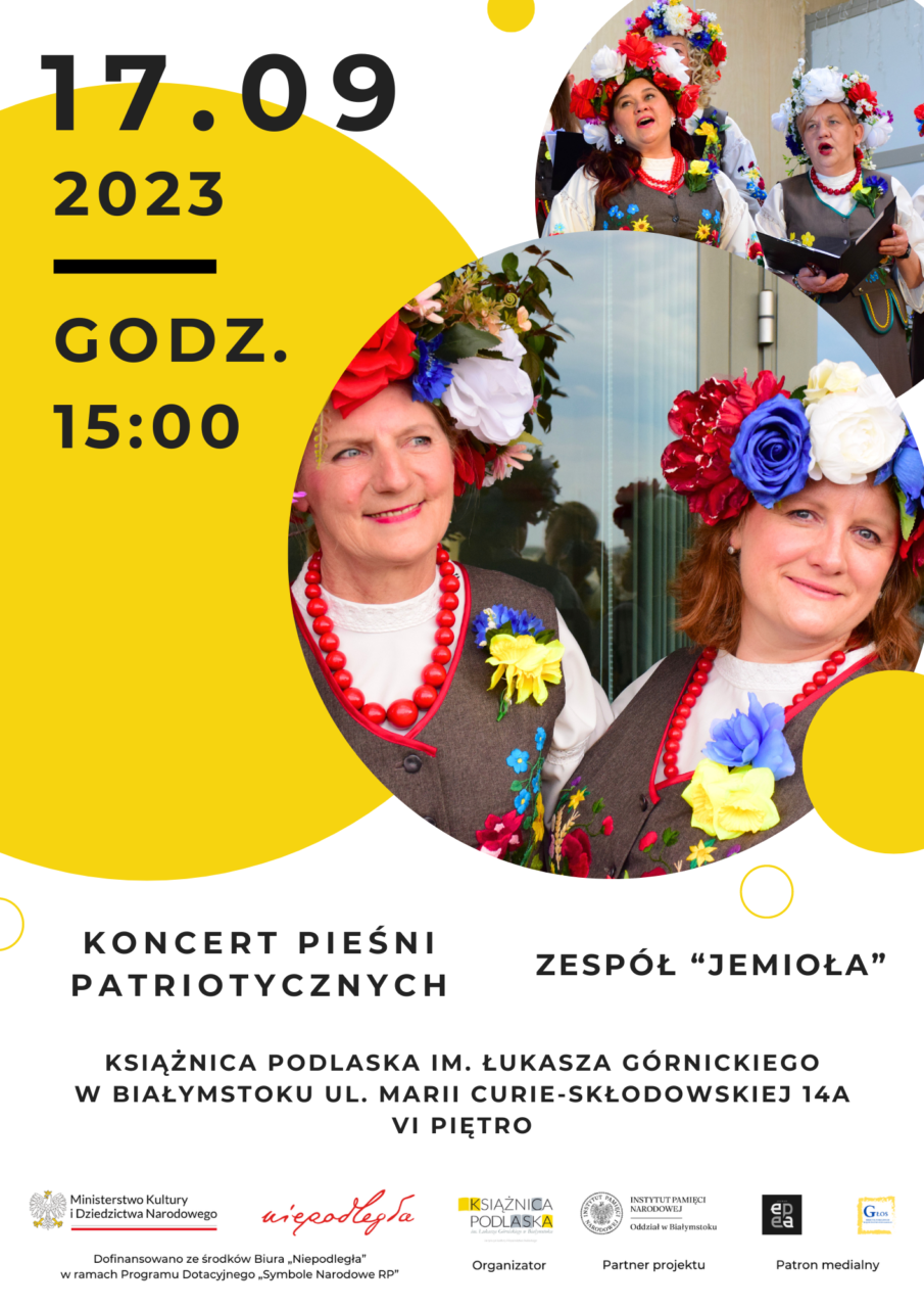 plakat koncertu pieśni patriotycznych zespołu Jemioła