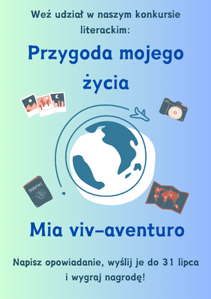 Plakat konkursu literackiego na napisanie opowiadania w języku esperanto