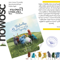Grafika prezentująca okładkę książki, obok informacje o wydawnictwie, poniżej rysunki baśniowych bohaterów.