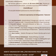 Dokument skupiający się na kwestiach związanych z publikacją materiałów pokonferencyjnych oraz kontaktem z organizatorami. W górnej części zaznaczono, że materiały zostaną opublikowane w Naukowej Serii Wydawniczej „Colloquia Orientalia Bialostocensia”. Poniżej podano termin zgłoszeń abstraktów (20 marca 2026 roku) i adres e-mail do kontaktu (jlawski@wp.pl). Dolna połowa dokumentu zawiera listę członków Komitetu Organizacyjnego (m.in. Prof. Jarosław Ławski, Dr Krzysztof Jodczyk, Dr Łukasz Zabielski) wraz z ich funkcjami i afiliacjami, a także adres i dane kontaktowe biura Komitetu Organizacyjnego.